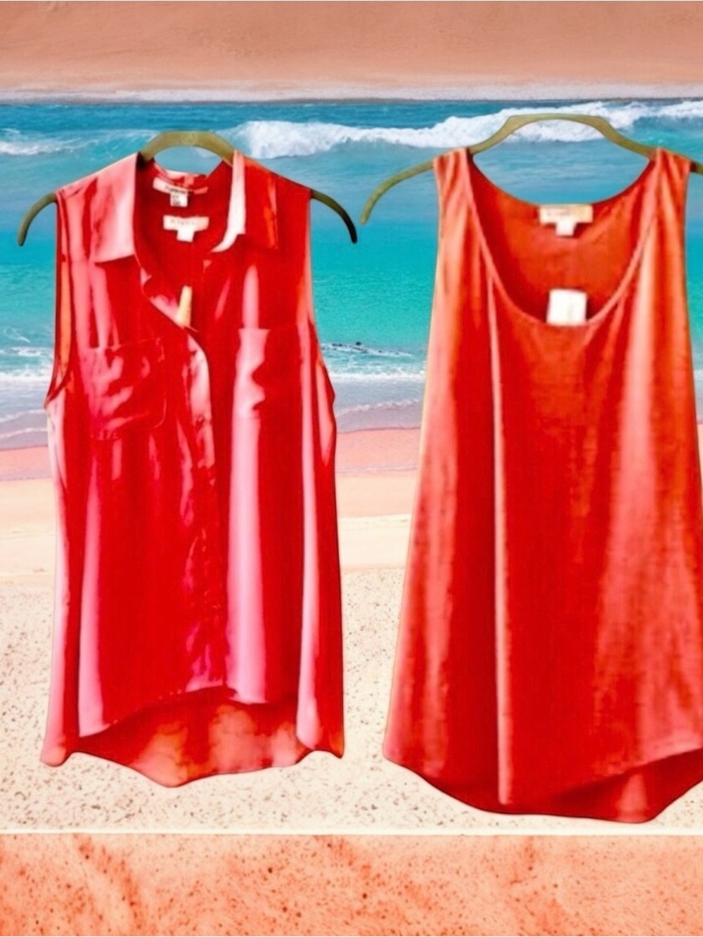 FOREVER 21 Orange Tank Top + Sleeveless Shirt SET two pieces